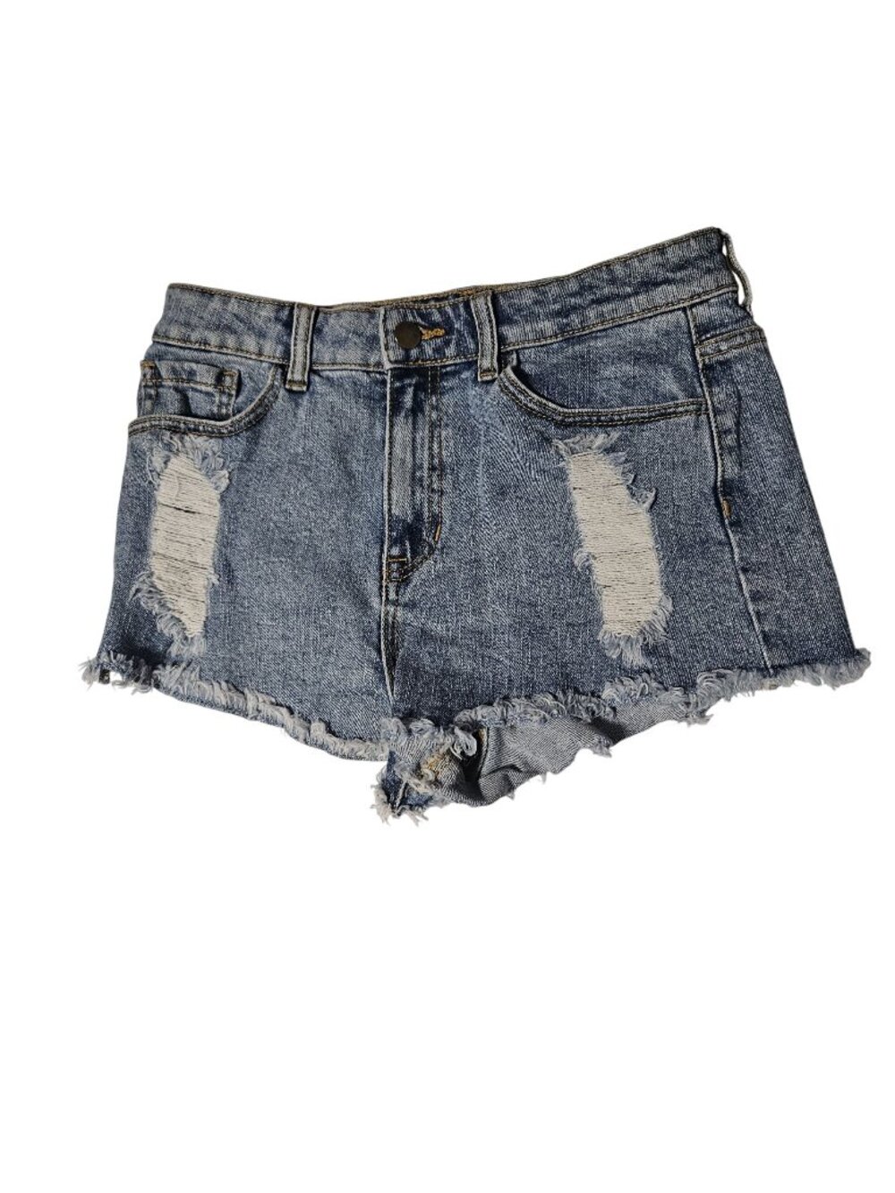 Forever 21 Jean Shorts Womens Size 28 High Rise Distressed Medium Wash Denim